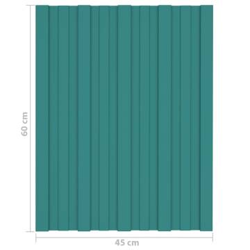 Roof Panels 12 pcs Galvanised Steel Green 60x45 cm | HiPo Market