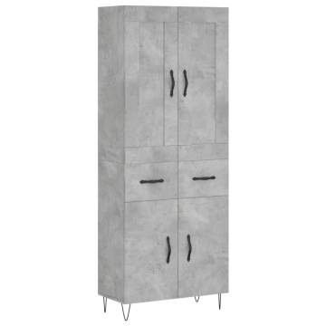 Stylish Highboard in Concrete Grey - 69.5x34x180 cm