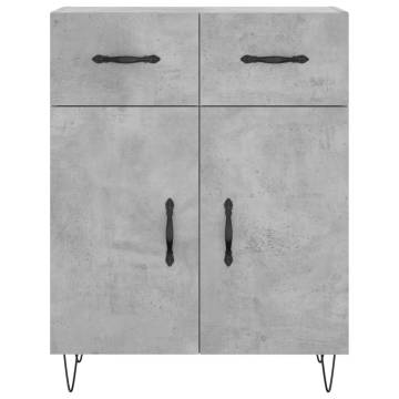 Stylish Highboard in Concrete Grey - 69.5x34x180 cm