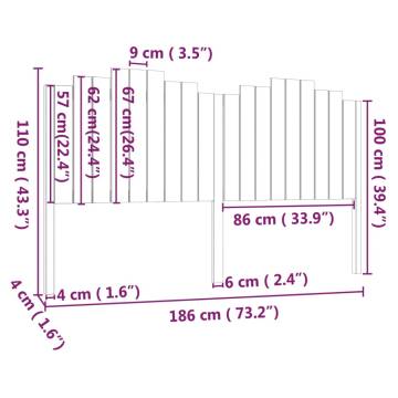 Stylish White Bed Headboard - Solid Pine Wood 186x4x110 cm