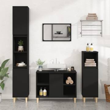 Sink Cabinet Black 80x33x60 cm - Stylish Bathroom Storage