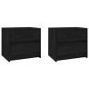 Stylish Black Bedside Cabinets - 2 pcs Solid Pine Wood