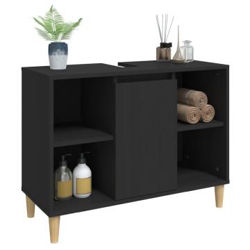 Sink Cabinet Black 80x33x60 cm - Stylish Bathroom Storage