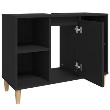 Sink Cabinet Black 80x33x60 cm - Stylish Bathroom Storage