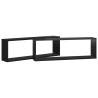 Wall Cube Shelf Set - High Gloss Black 2 pcs | HipoMarket