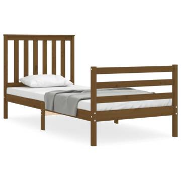 Honey Brown Bed Frame with Headboard - Solid Wood 90x200 cm