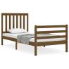 Honey Brown Bed Frame with Headboard - Solid Wood 90x200 cm