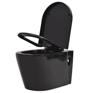 Wall Hung Toilet with Concealed Cistern - Black Ceramic