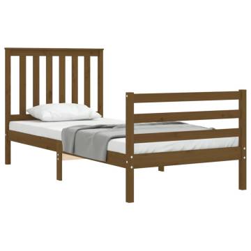 Honey Brown Bed Frame with Headboard - Solid Wood 90x200 cm