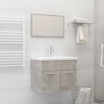 Stylish 2 Piece Bathroom Furniture Set - Concrete Grey