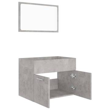 Stylish 2 Piece Bathroom Furniture Set - Concrete Grey