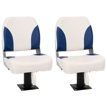 4 Piece Foldable Boat Seat Set - Blue & White, 41x36x48 cm