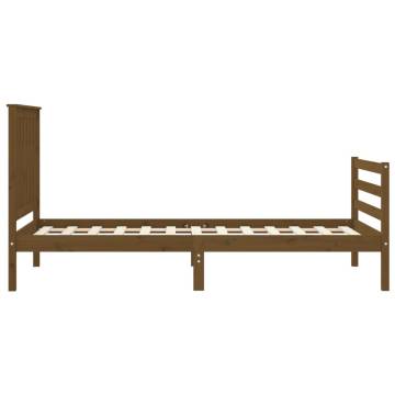 Honey Brown Bed Frame with Headboard - Solid Wood 90x200 cm