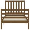 Honey Brown Bed Frame with Headboard - Solid Wood 90x200 cm