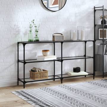 Stylish Console Table with Glass Top - 158.5x30x81 cm Steel