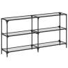 Stylish Console Table with Glass Top - 158.5x30x81 cm Steel