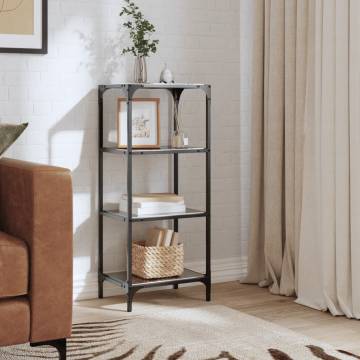 Stylish Storage Rack with Black Glass Top - 40x30x95 cm