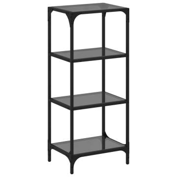 Stylish Storage Rack with Black Glass Top - 40x30x95 cm