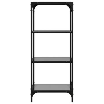 Stylish Storage Rack with Black Glass Top - 40x30x95 cm