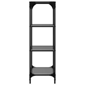 Stylish Storage Rack with Black Glass Top - 40x30x95 cm