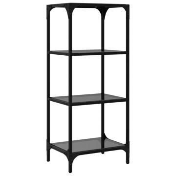 Stylish Storage Rack with Black Glass Top - 40x30x95 cm