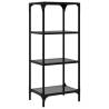 Stylish Storage Rack with Black Glass Top - 40x30x95 cm