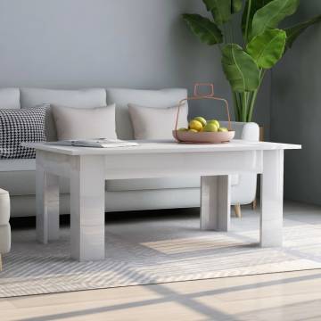 Elegant High Gloss White Coffee Table - 100x60x42 cm