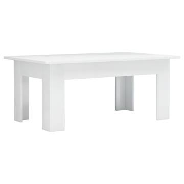 Elegant High Gloss White Coffee Table - 100x60x42 cm