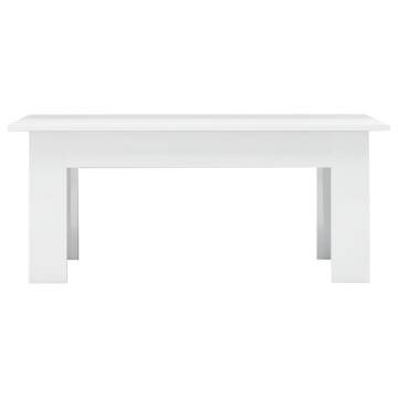 Elegant High Gloss White Coffee Table - 100x60x42 cm