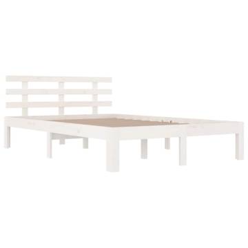 Elegant White Solid Wood Bed Frame 140x200 cm | Hipo Market