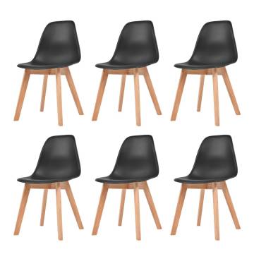 Elegant Black Plastic Dining Chairs - Set of 6 | Hipo Market