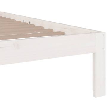 Elegant White Solid Wood Bed Frame 140x200 cm | Hipo Market