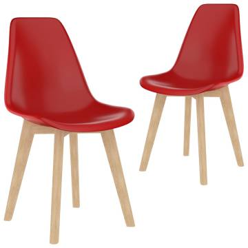 Stylish Red Plastic Dining Chairs - Set of 2 | Hipo Market