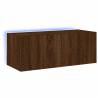 Stylish LED Brown Oak TV Wall Cabinet - 80x35x31 cm