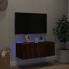 Stylish LED Brown Oak TV Wall Cabinet - 80x35x31 cm