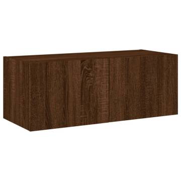 Stylish LED Brown Oak TV Wall Cabinet - 80x35x31 cm