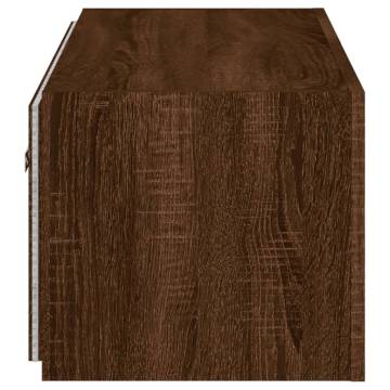 Stylish LED Brown Oak TV Wall Cabinet - 80x35x31 cm