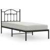 Black Metal Bed Frame with Headboard - 90x190 cm Single