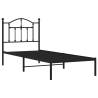 Black Metal Bed Frame with Headboard - 90x190 cm Single