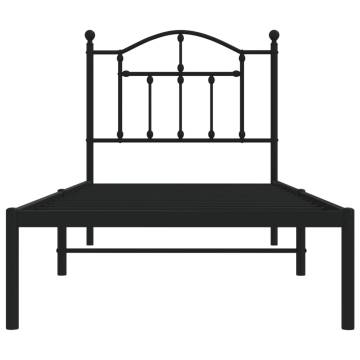 Black Metal Bed Frame with Headboard - 90x190 cm Single