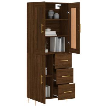 Elegant Brown Oak Highboard - 69.5x34x180 cm Engineered Wood