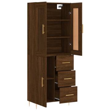 Elegant Brown Oak Highboard - 69.5x34x180 cm Engineered Wood