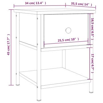 Stylish Grey Sonoma Bedside Table - 34x35.5x45 cm