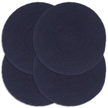 Navy Blue Cotton Placemats - 4 Pcs, 38 cm Round | Hipo Market