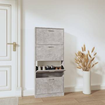 Shoe Cabinet Concrete Grey 59x17x150 cm - Stylish Design