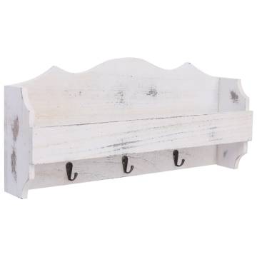 Stylish Wall Mounted Coat Rack - White Wood 50x10x23 cm