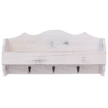 Stylish Wall Mounted Coat Rack - White Wood 50x10x23 cm