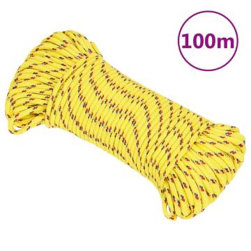 Boat Rope Yellow 4mm 100m Polypropylene - Durable & Versatile