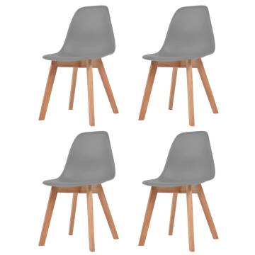 Elegant Grey Plastic Dining Chairs - 4 Pcs Set