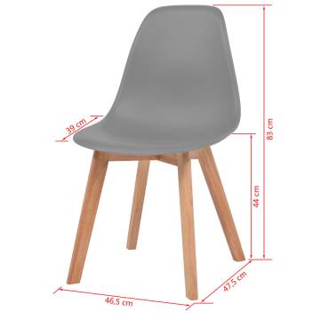 Elegant Grey Plastic Dining Chairs - 4 Pcs Set